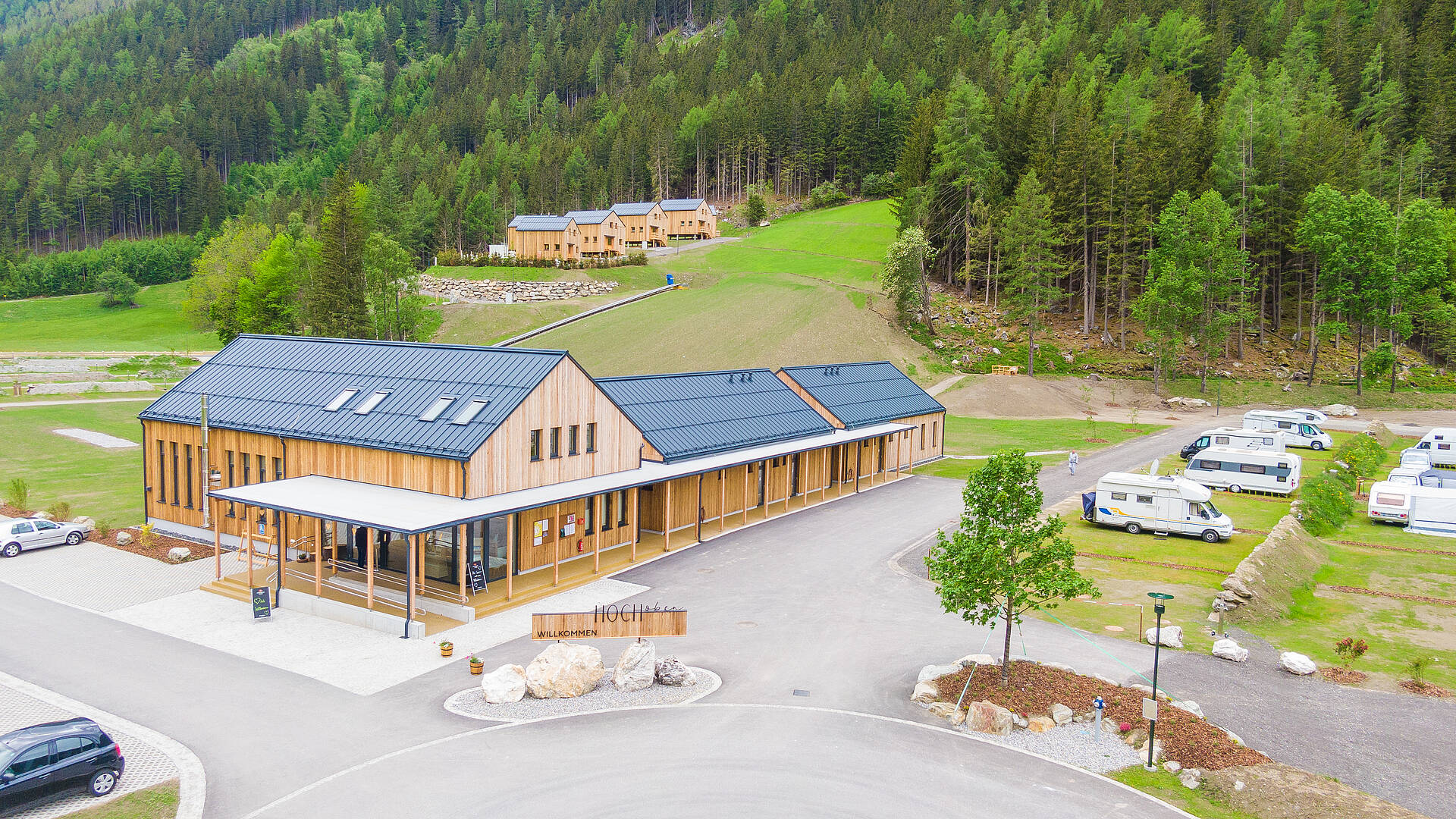 Übersicht Hochoben Camping im Sommer